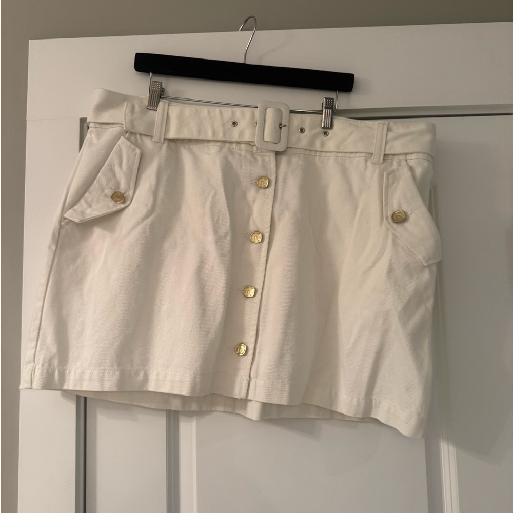 Future Collective White Button-Up Skirt